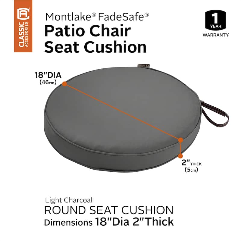 Classic Accessories Montlake Water-Resistant 18 Dia x 2 Inch Patio Dining Seat Cushion, Antique Beige