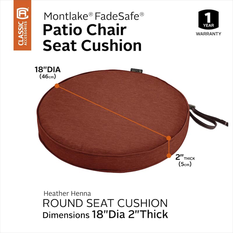Classic Accessories Montlake Water-Resistant 18 Dia x 2 Inch Patio Dining Seat Cushion, Antique Beige