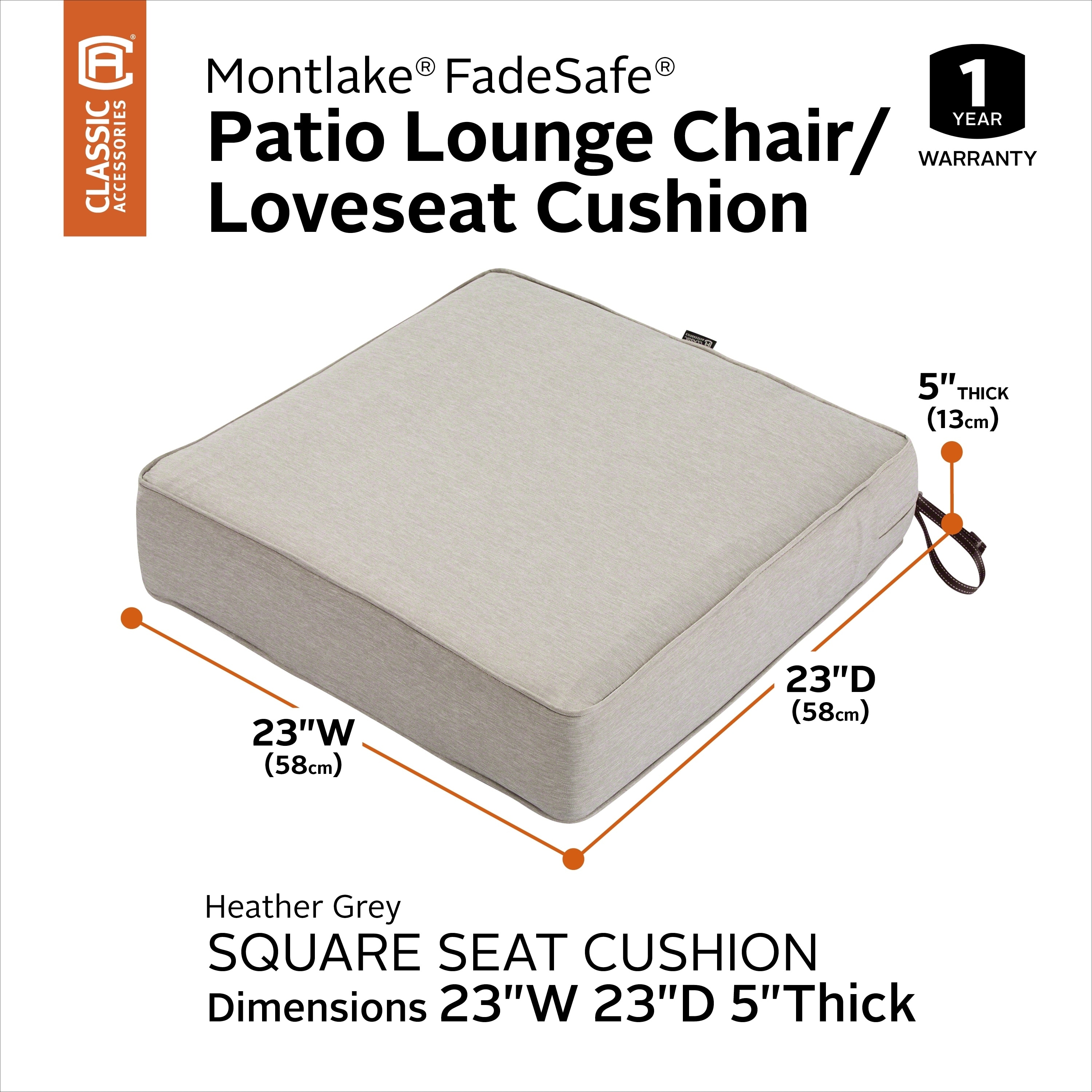 Classic Accessories 19 x 19 x 3 inch Square Patio Cushion Foam