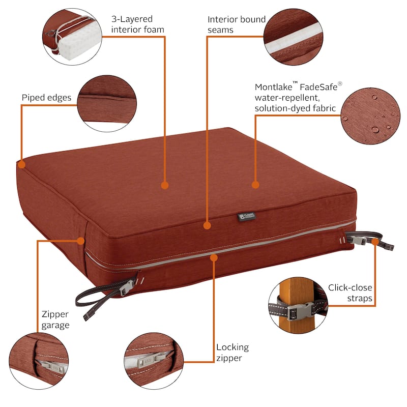 Classic Accessories Montlake Water-Resistant 23 x 23 x 5 Inch Patio Seat Cushion