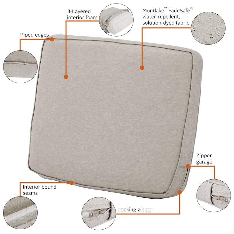 Montlake FadeSafe Patio Lounge Back Cushion - 25"L x 4"W x 22"H