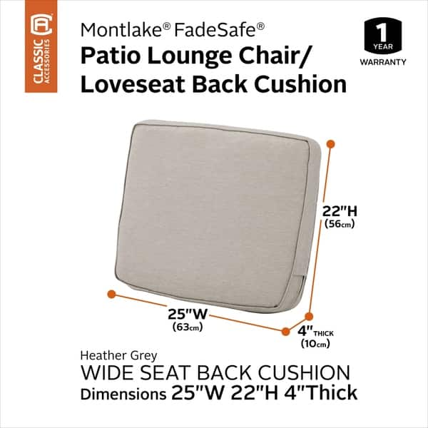 Shop Montlake Fadesafe Patio Lounge Back Cushion 25 L X 4 W X 22 H Overstock 19579813 Light Charcoal Grey