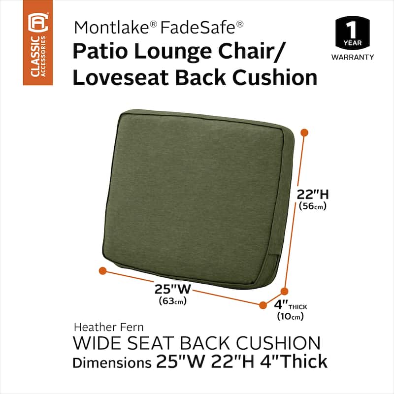 Montlake FadeSafe Patio Lounge Back Cushion - 25"L x 4"W x 22"H