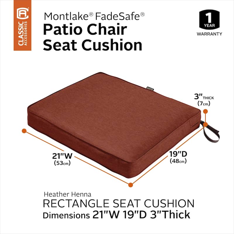 Classic Accessories Montlake Water-Resistant 21 x 19 x 3 Inch Patio Seat Cushion, Antique Beige