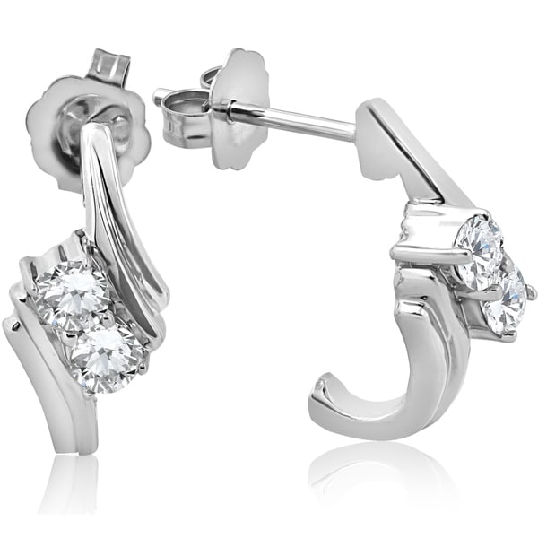 Bliss 14k White Gold 1 3 Ct Tdw Two Stone Diamond Studs Womens Bliss 14k White Gold 1 3 Ct Tdw Two Stone Diamond Studs Womens Earrings