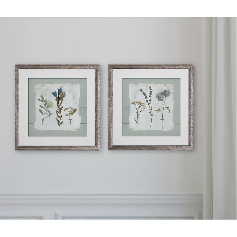 Pressed Flowers on Shiplap -2 Piece Set