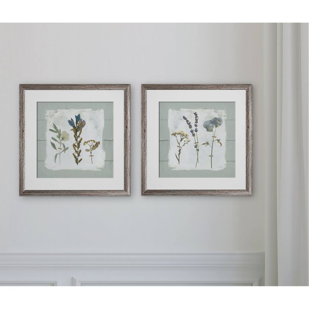 Pressed Flowers on Shiplap -2 Piece Set