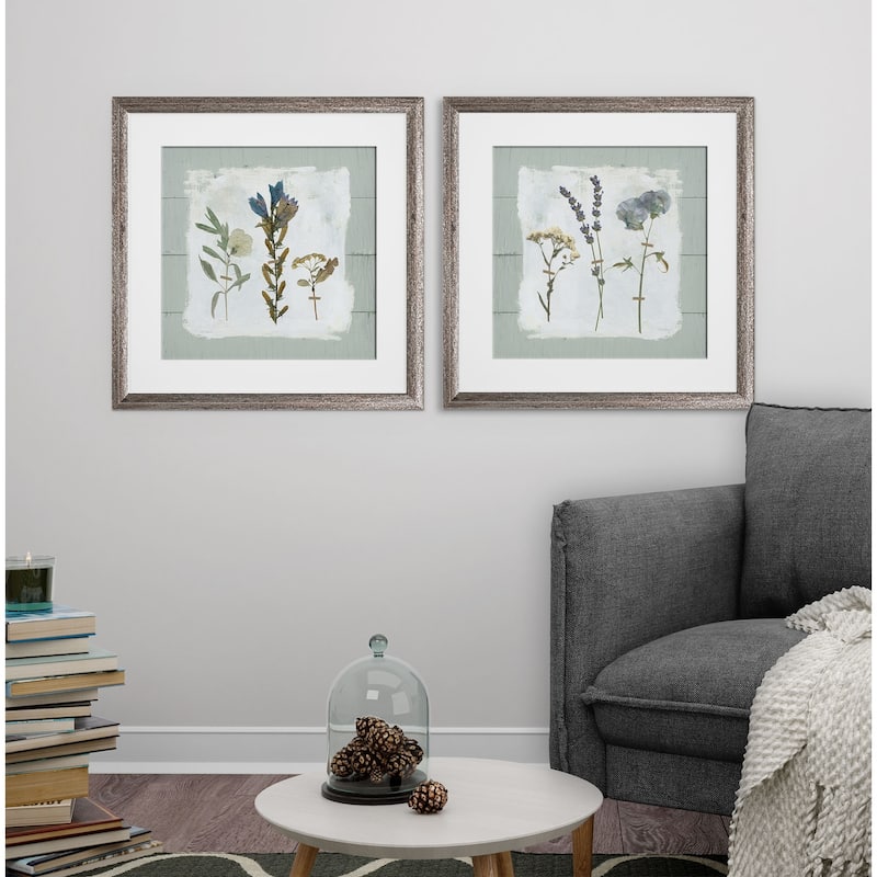 Pressed Flowers on Shiplap -2 Piece Set