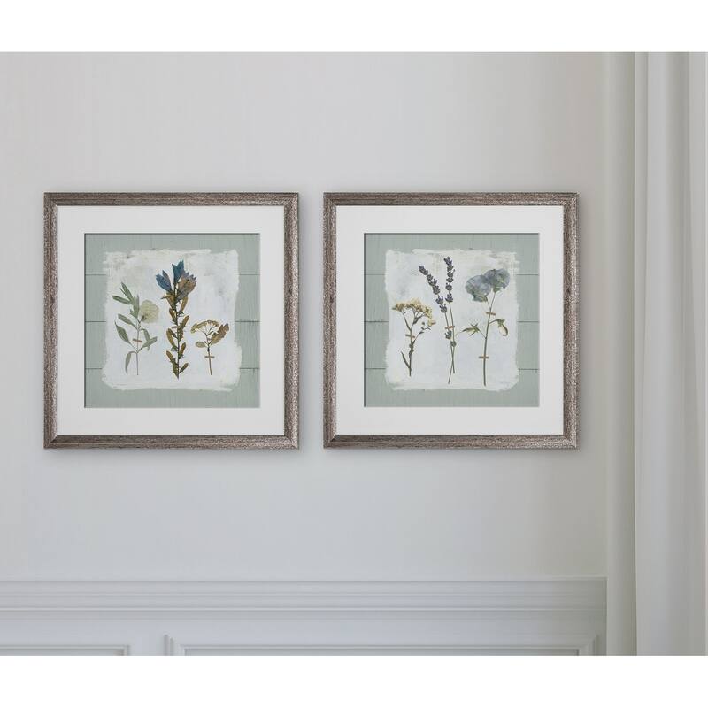 Pressed Flowers on Shiplap -2 Piece Set