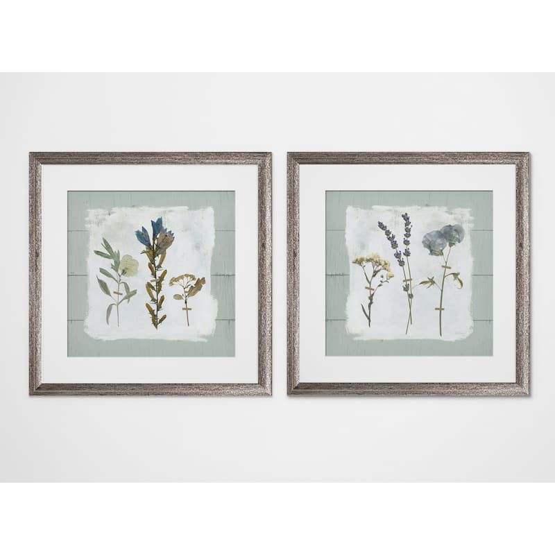 Pressed Flowers on Shiplap -2 Piece Set