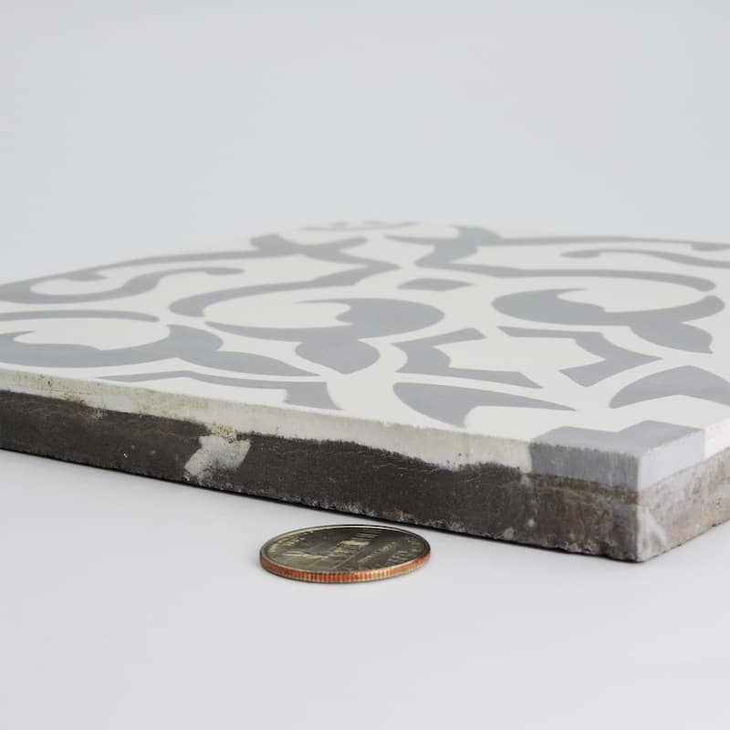 Handmade Atlas in White and Grey Tile, Pack of 12 (Morocco)