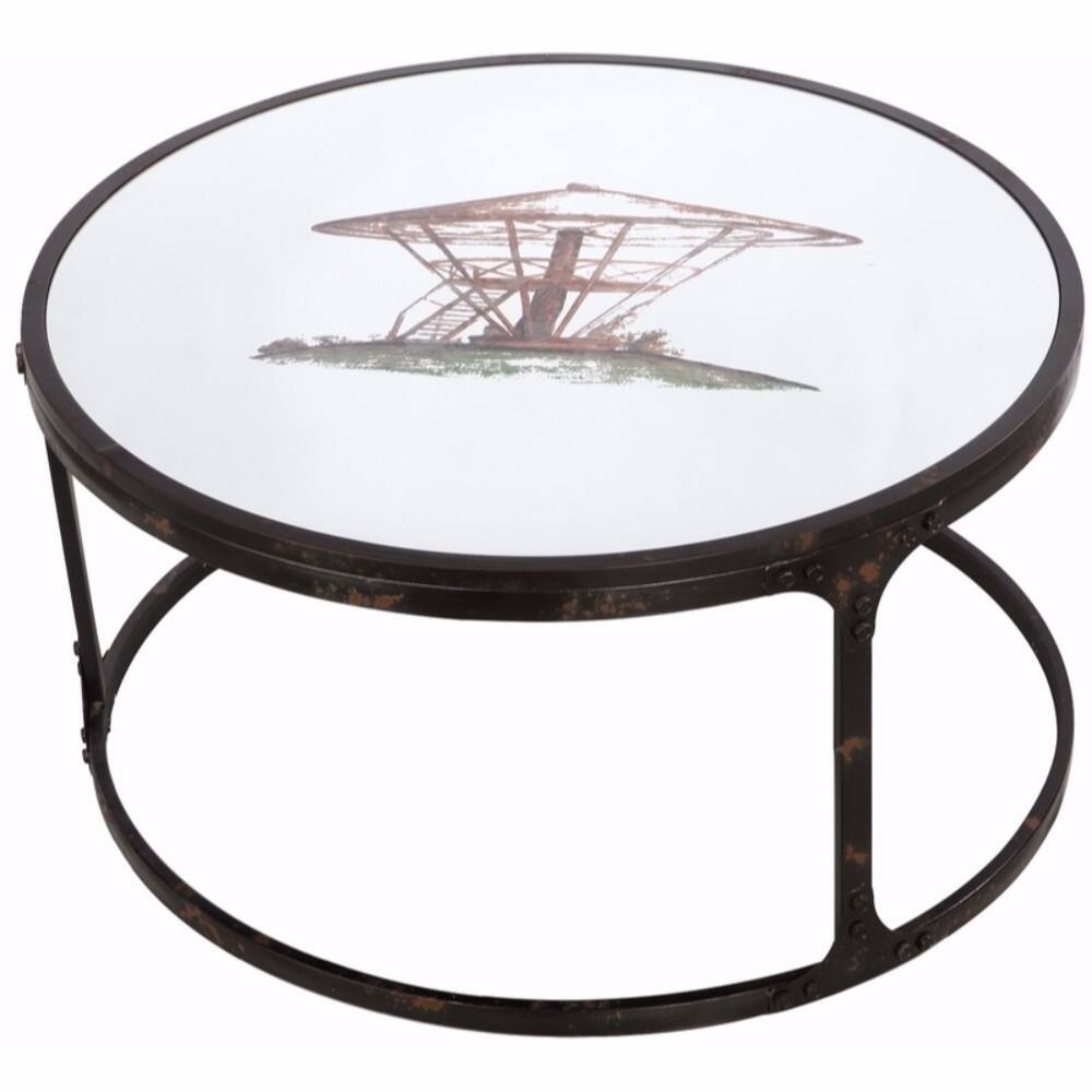Chic Designed Sturdy Round Coffee Table, Black