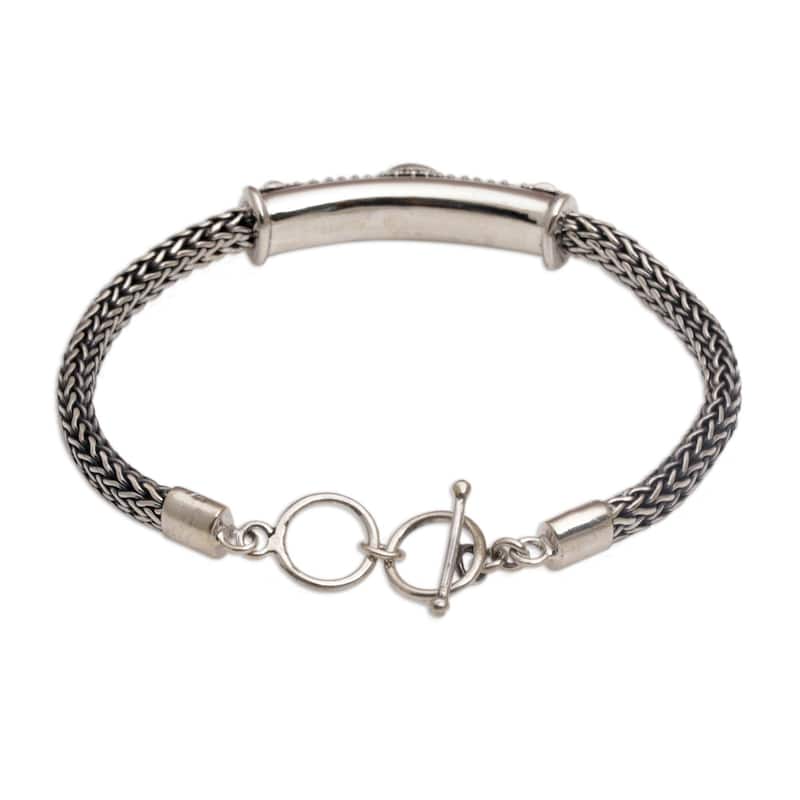 NOVICA Handmade Gold Accent Center of Hope Garnet Bracelet (Indonesia) - Silver