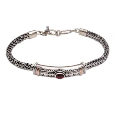 NOVICA Handmade Gold Accent Center of Hope Garnet Bracelet (Indonesia) - Silver