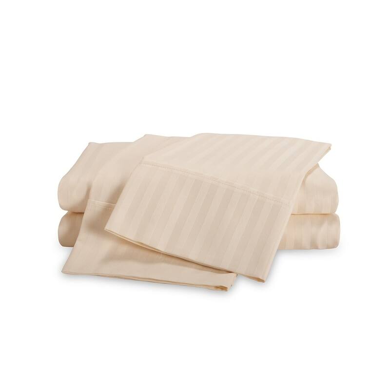 Kotter Home 400 Thread Count Long Staple Striped Cotton Bed Sheet Set - Ivory - Twin XL