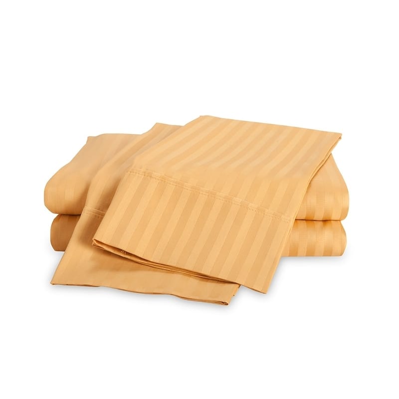 Kotter Home 400 Thread Count Long Staple Striped Cotton Bed Sheet Set - Gold - Twin