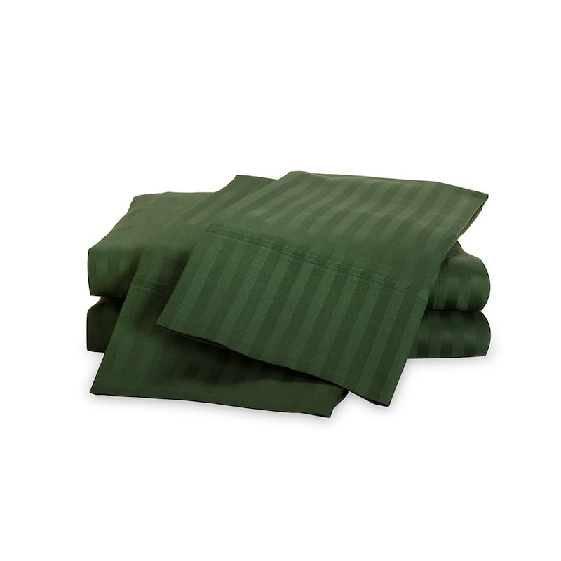 Kotter Home 400 Thread Count Long Staple Striped Cotton Bed Sheet Set - Hunter Green - Split King