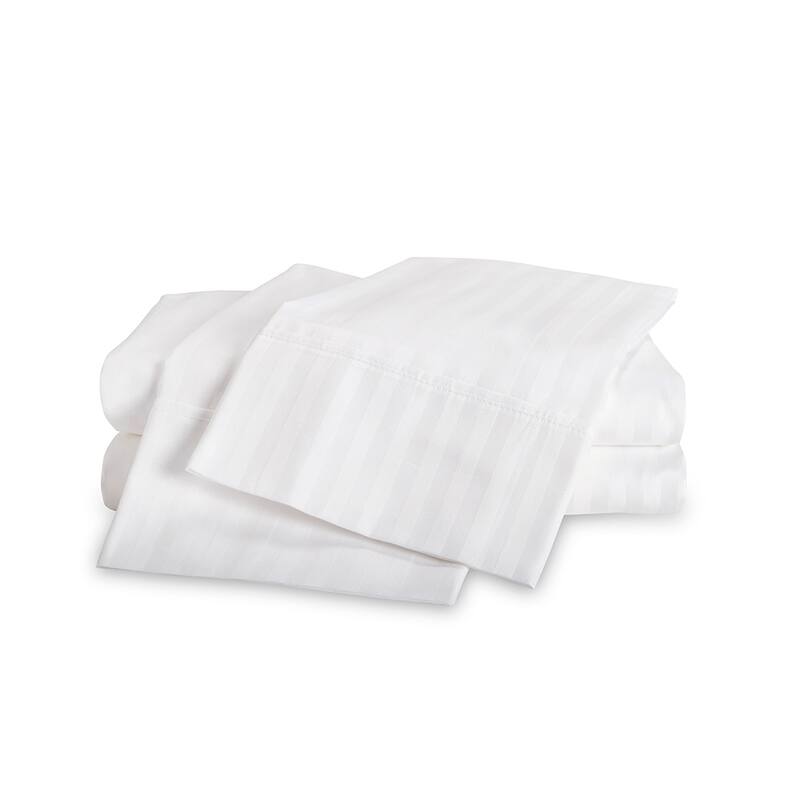 Kotter Home 400 Thread Count Long Staple Striped Cotton Bed Sheet Set - White - Twin XL