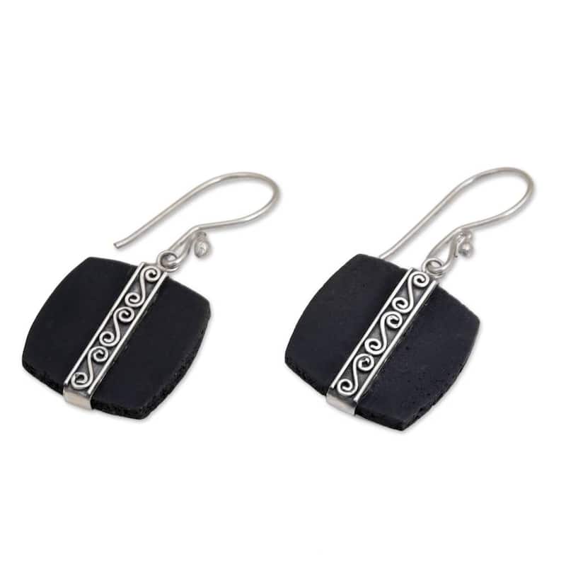 NOVICA Handmade Sterling Silver 'Temple Bands' Earrings (Indonesia) - 1.6*0.7