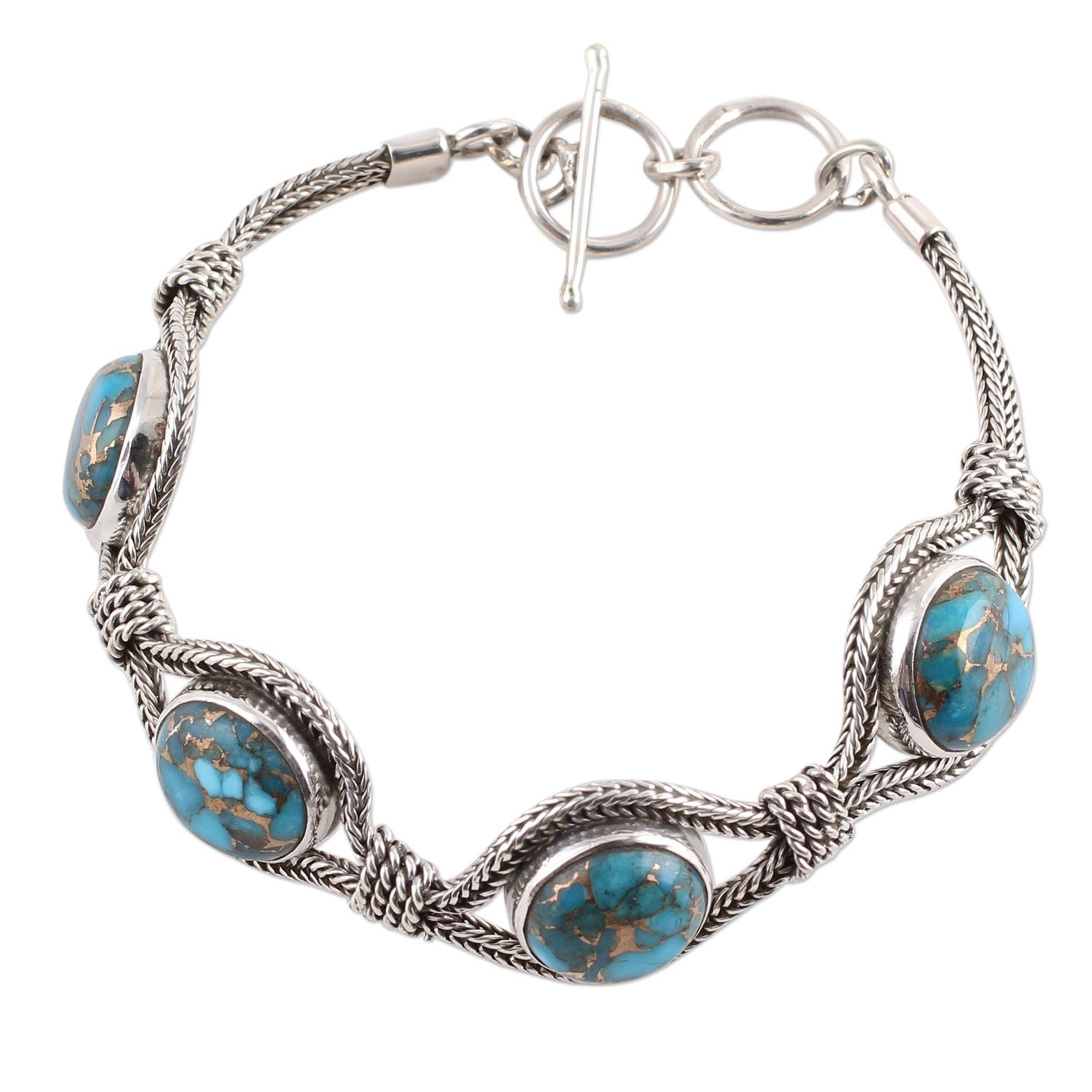 Handmade Heavenly Blues Bracelet India Overstock 19589428