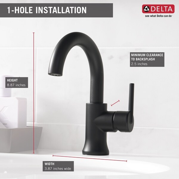 Delta Single Handle High-Arc Lavatory Faucet, 1.2gpm Flow Rate - 7" x 8