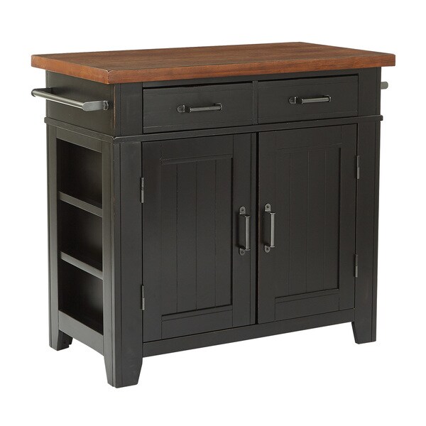 Copper Grove Mandevilla Black Kitchen Island with Vintage Oak Top