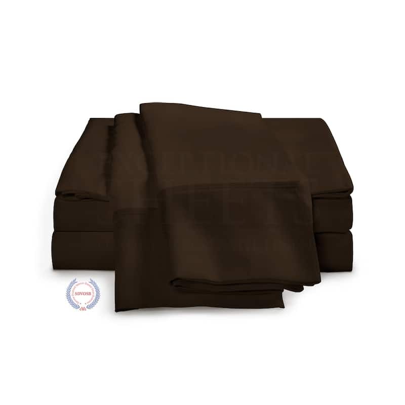 Kotter Home 530 Thread Count Long Staple Cotton Sheet Set - Chocolate - 5 Piece - Split King