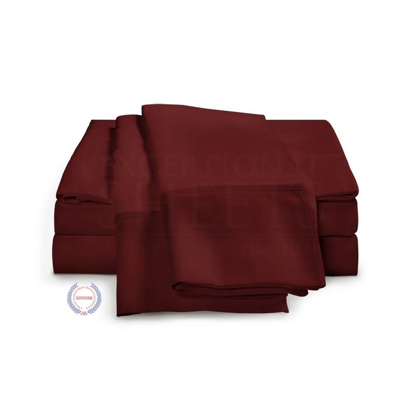 Kotter Home 530 Thread Count Long Staple Cotton Sheet Set - Burgundy - 4 Piece - California King
