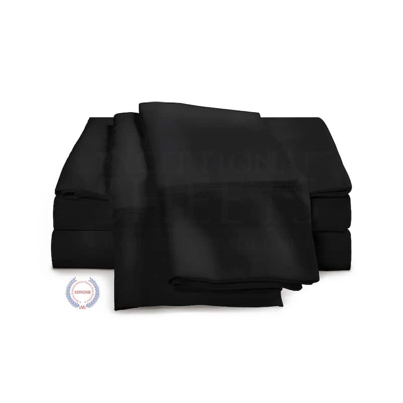 Kotter Home 530 Thread Count Long Staple Cotton Sheet Set - Black - 5 Piece - Split King