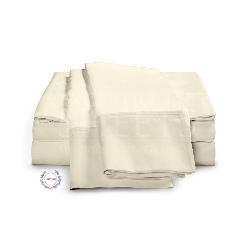 Kotter Home 530 Thread Count Long Staple Cotton Sheet Set - Ivory - 4 Piece - Full