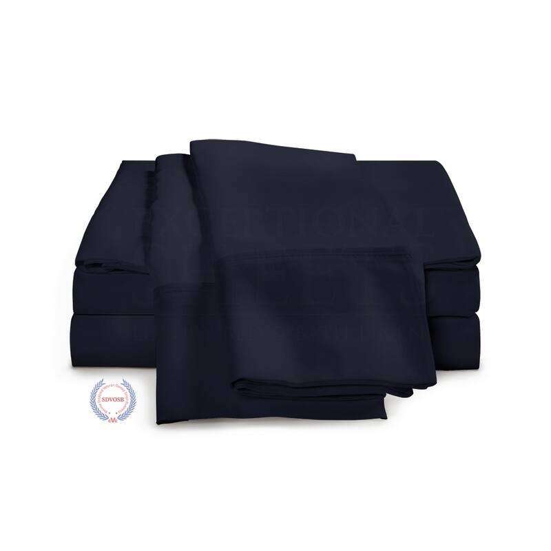 Kotter Home 530 Thread Count Long Staple Cotton Sheet Set - Navy blue - 4 Piece - California King
