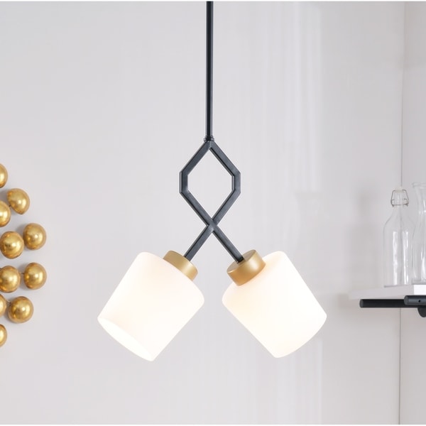 Cosgrove 14" Gold and Matte Black 2 Light Pendant