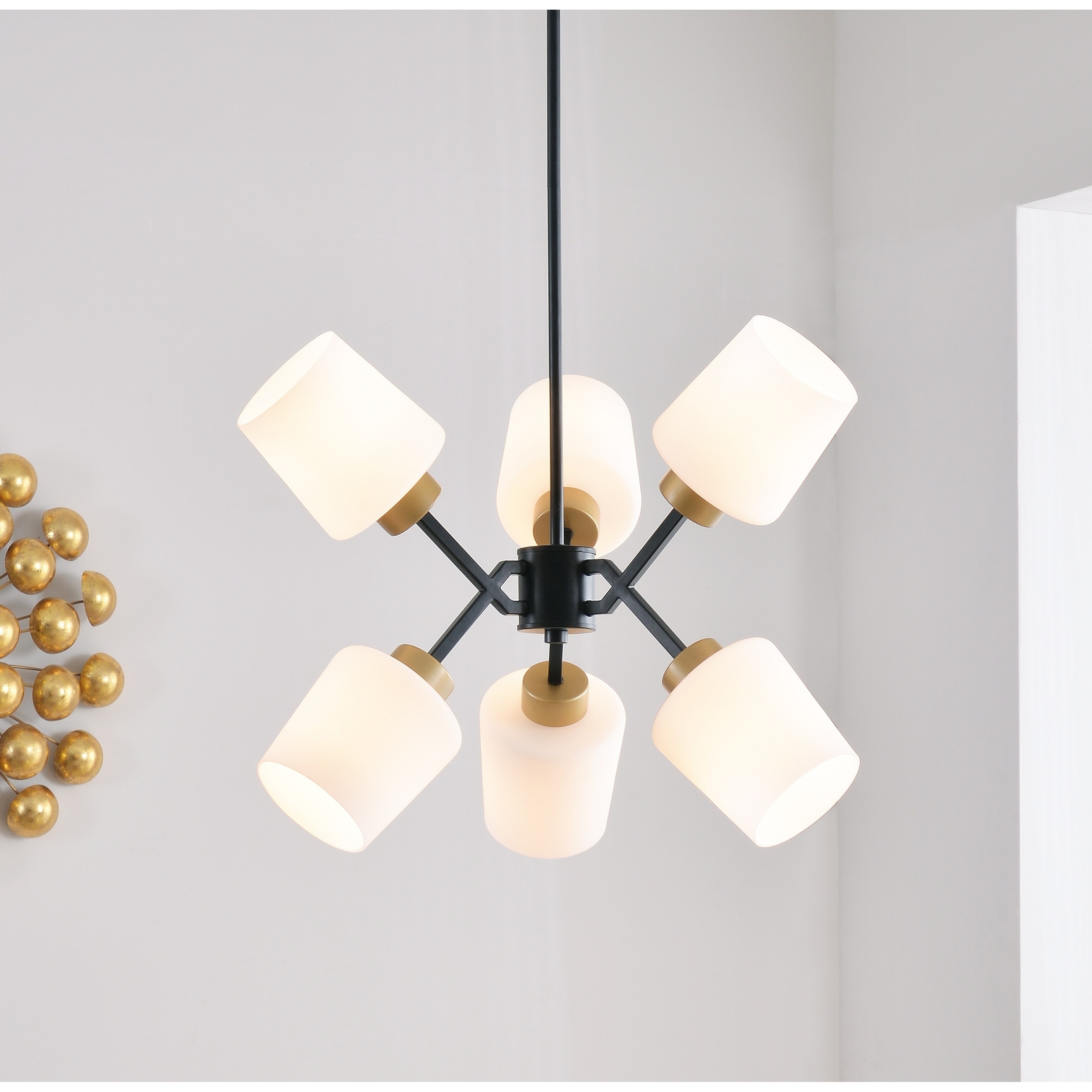 Cosgrove 17" Gold and Matte Black 6 Light Chandelier - Chandeliers For Bedrooms by Overstock.com