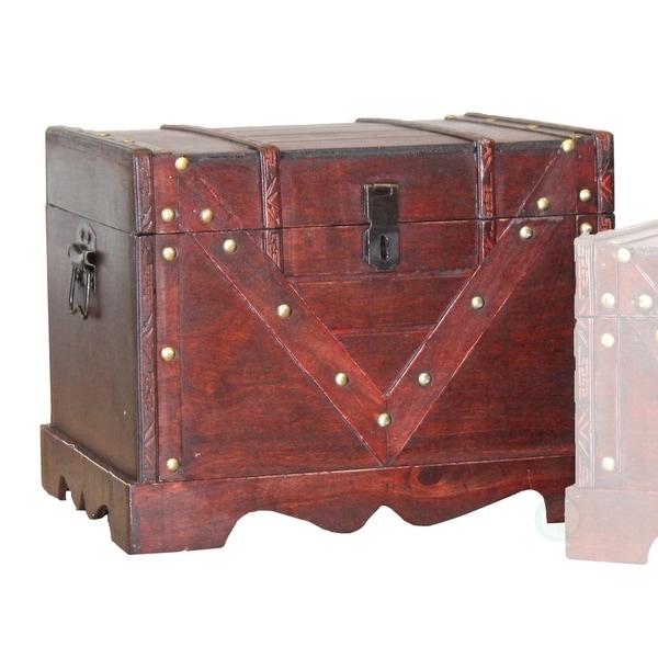 Large Wooden Treasure Box Old Style Decorative Chest Large Wooden Treasure Box Old Style Decorative Chest With Lockable Latch