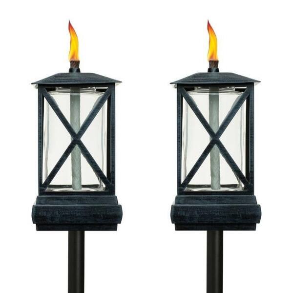 TIKI® Brand 65-Inch Square Beacon Metal Torch Black 2-pack