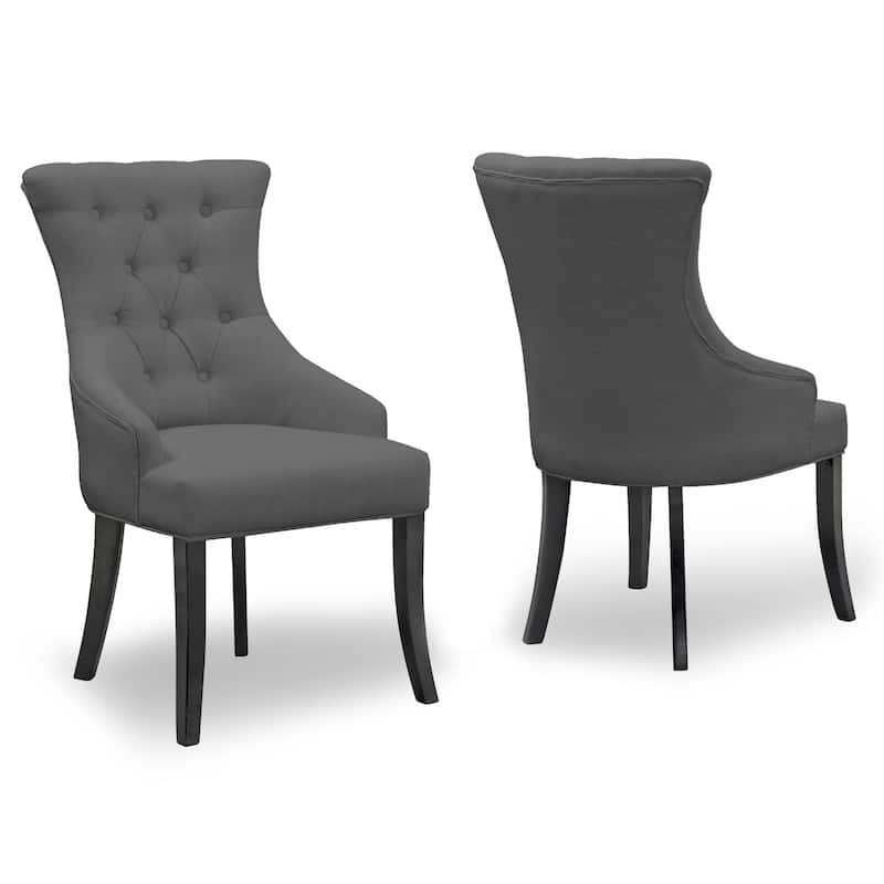 Set of 2 Alei Beige Fabric Dining Chair Wing Chair with Tufted Buttons