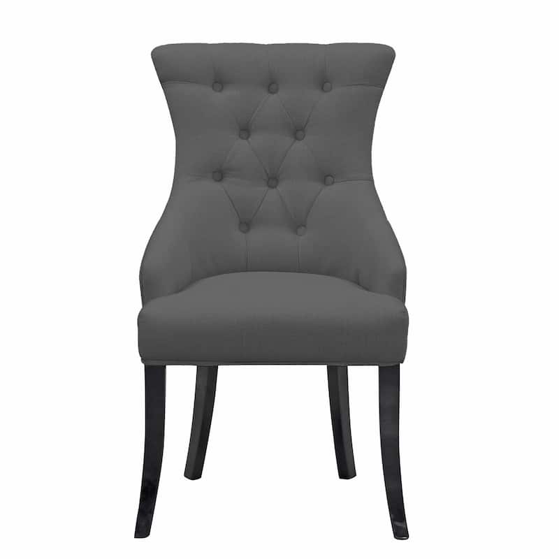 Set of 2 Alei Beige Fabric Dining Chair Wing Chair with Tufted Buttons