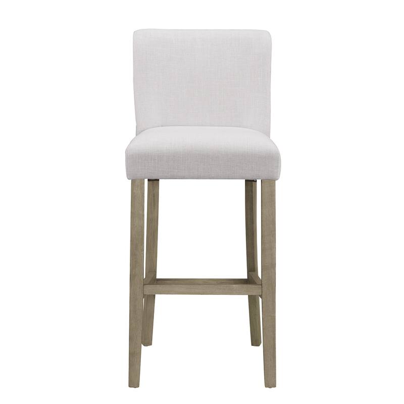 Set of 2 Aleco Beige Fabric Bar Stool with Metal Nail Head Accents