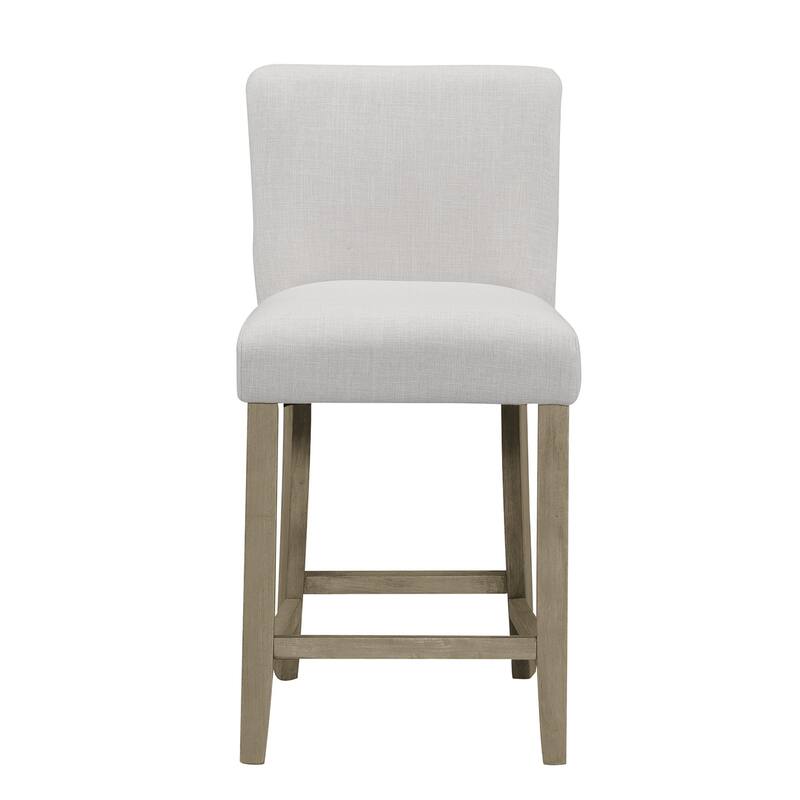 Set of 2 Aleco Beige Fabric Counter Stool with Metal Nail Head Accents