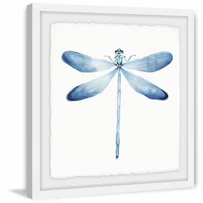 'Pastel Blue Dragonfly' Framed Painting Print - Multi-Color