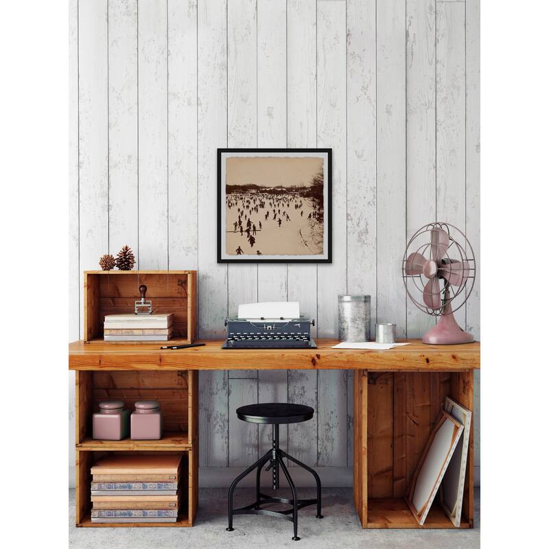 'A Thousand Skaters II' Framed Painting Print - Multi-Color