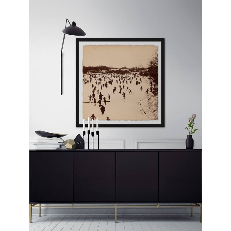 'A Thousand Skaters II' Framed Painting Print - Multi-Color