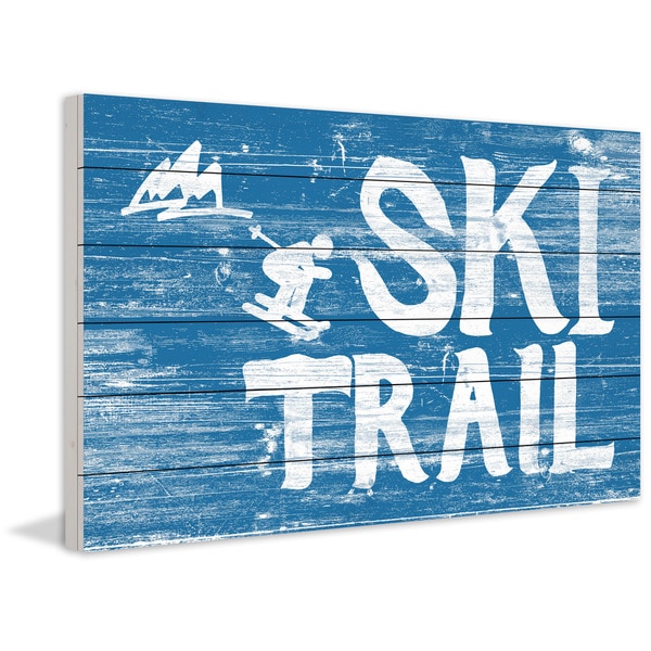 Marmont Hill - Handmade Ski Trail Painting Print on White Wood
