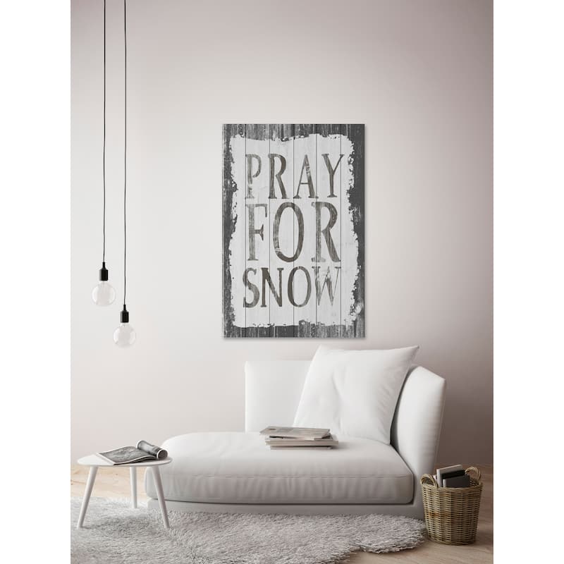 'Pray for Snow' Painting Print on White Wood - Bed Bath & Beyond - 19622273