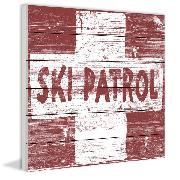 Marmont Hill - Handmade Ski Patrol Cross Painting Print on White Wood