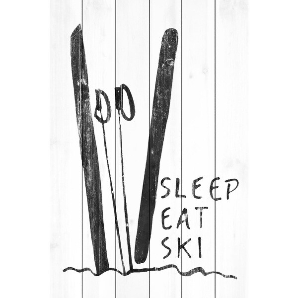 Marmont Hill - Handmade Sleep Eat Ski Painting Print on White Wood