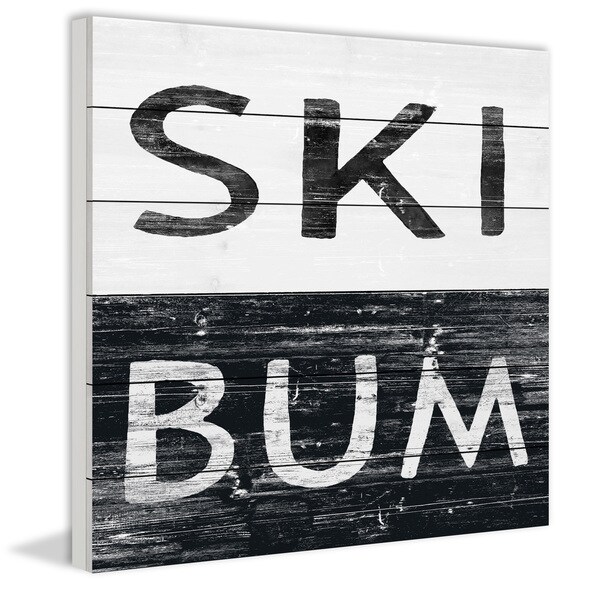 Marmont Hill - Handmade Ski Bum Painting Print on White Wood