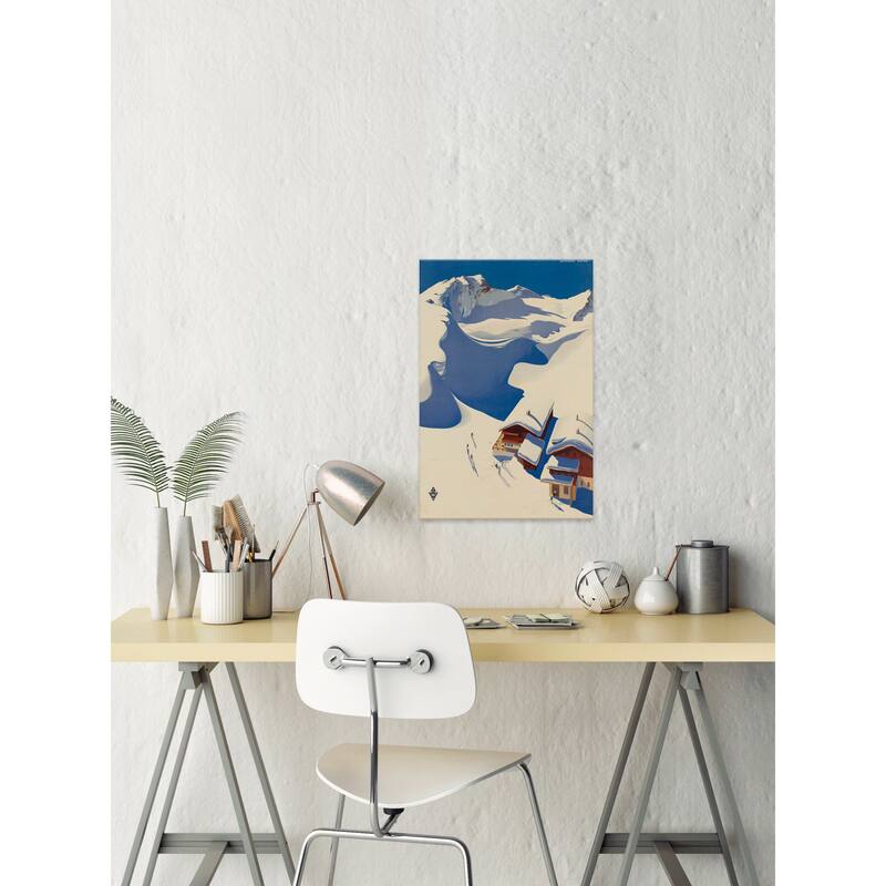 'Snowy Chalet' Painting Print on Wrapped Canvas