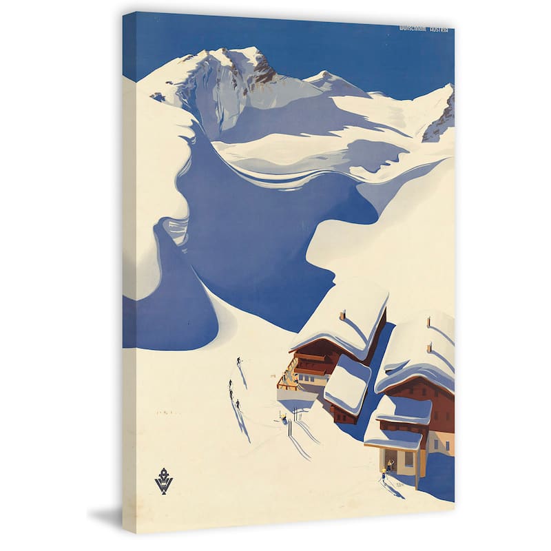 'Snowy Chalet' Painting Print on Wrapped Canvas
