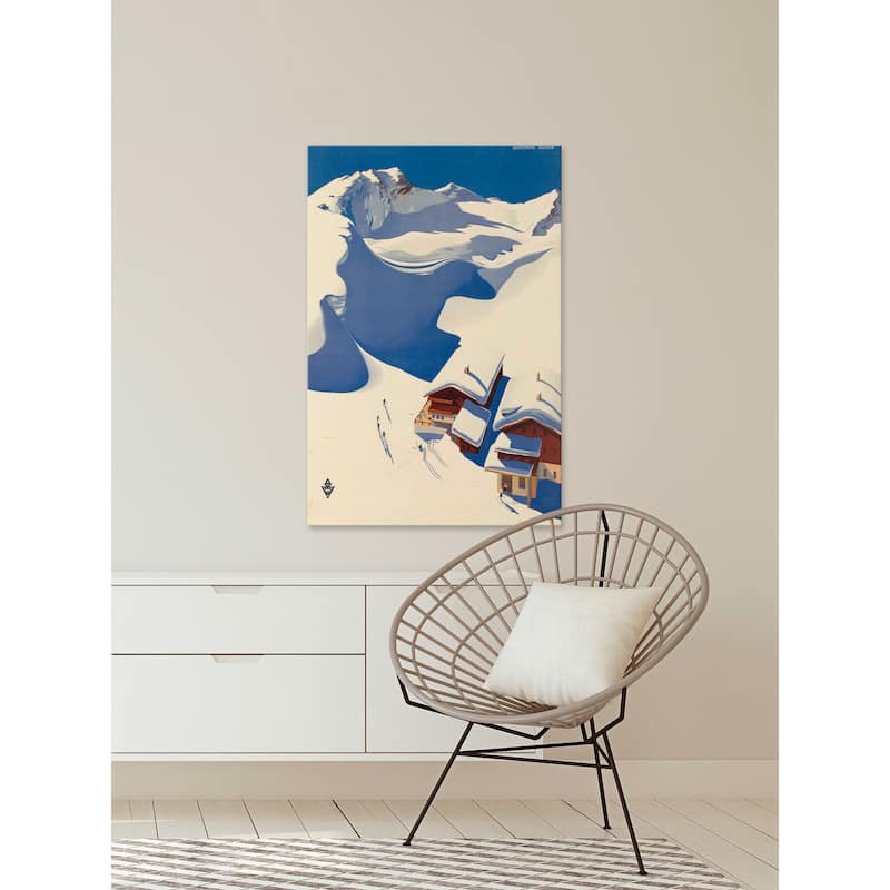 'Snowy Chalet' Painting Print on Wrapped Canvas